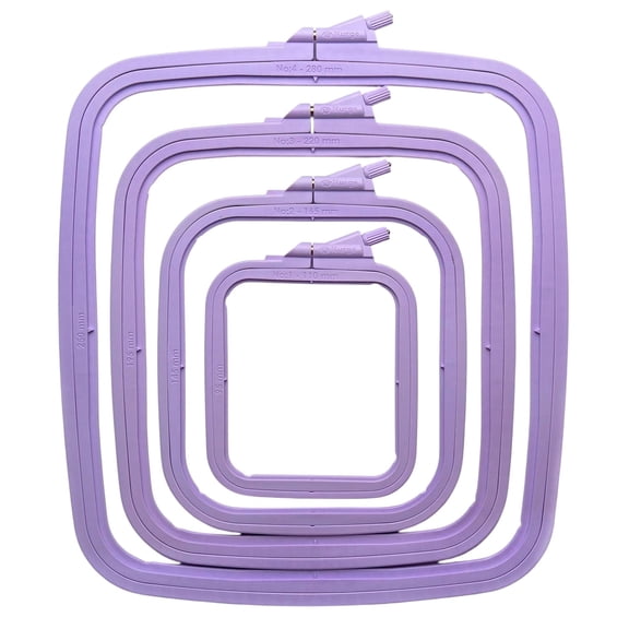 Nurge 4-Piece Square Embroidery Hoop Set, ABS Plastic, Multi-Size, Lilac