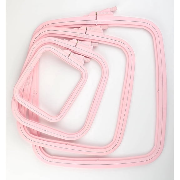 Nurge 4-Piece Square Embroidery Hoop Set, ABS Plastic, Multi-Size, Pink