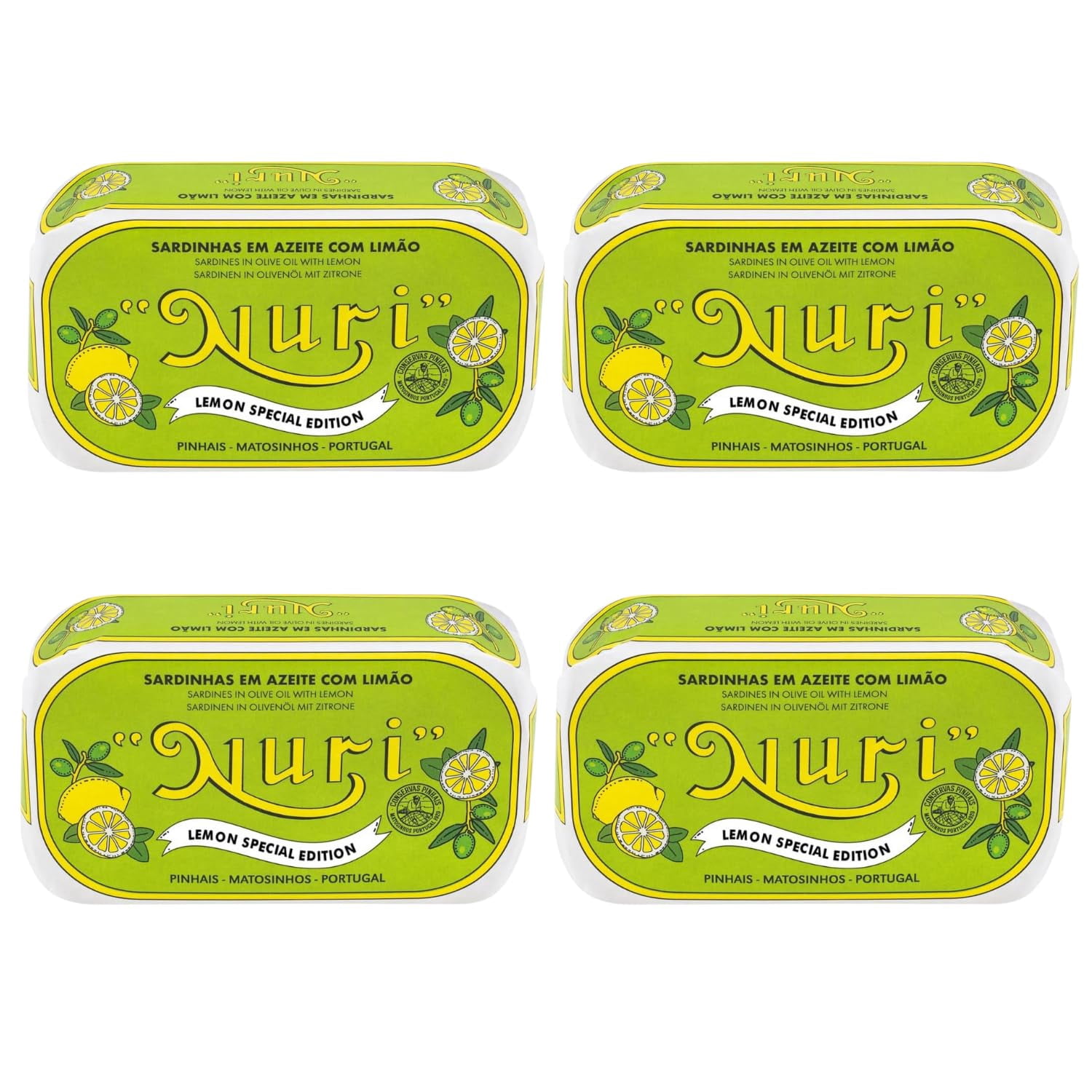 NURI Portuguese Sardines in Olive Oil & Lemon 4.4 oz Can - 4pk