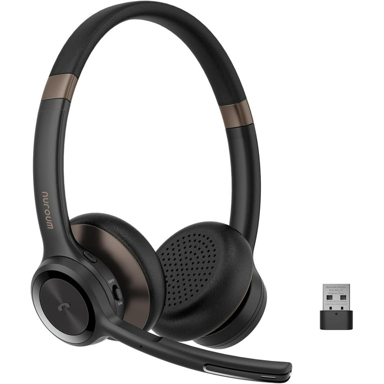 NUROUM Bluetooth Headset with Mic Environmental Noise Canceling Microphones On Ear Wireless Headset for PC Computer Mobile Dongle Bluetooth USB for Zoom Skype HP30 Walmart