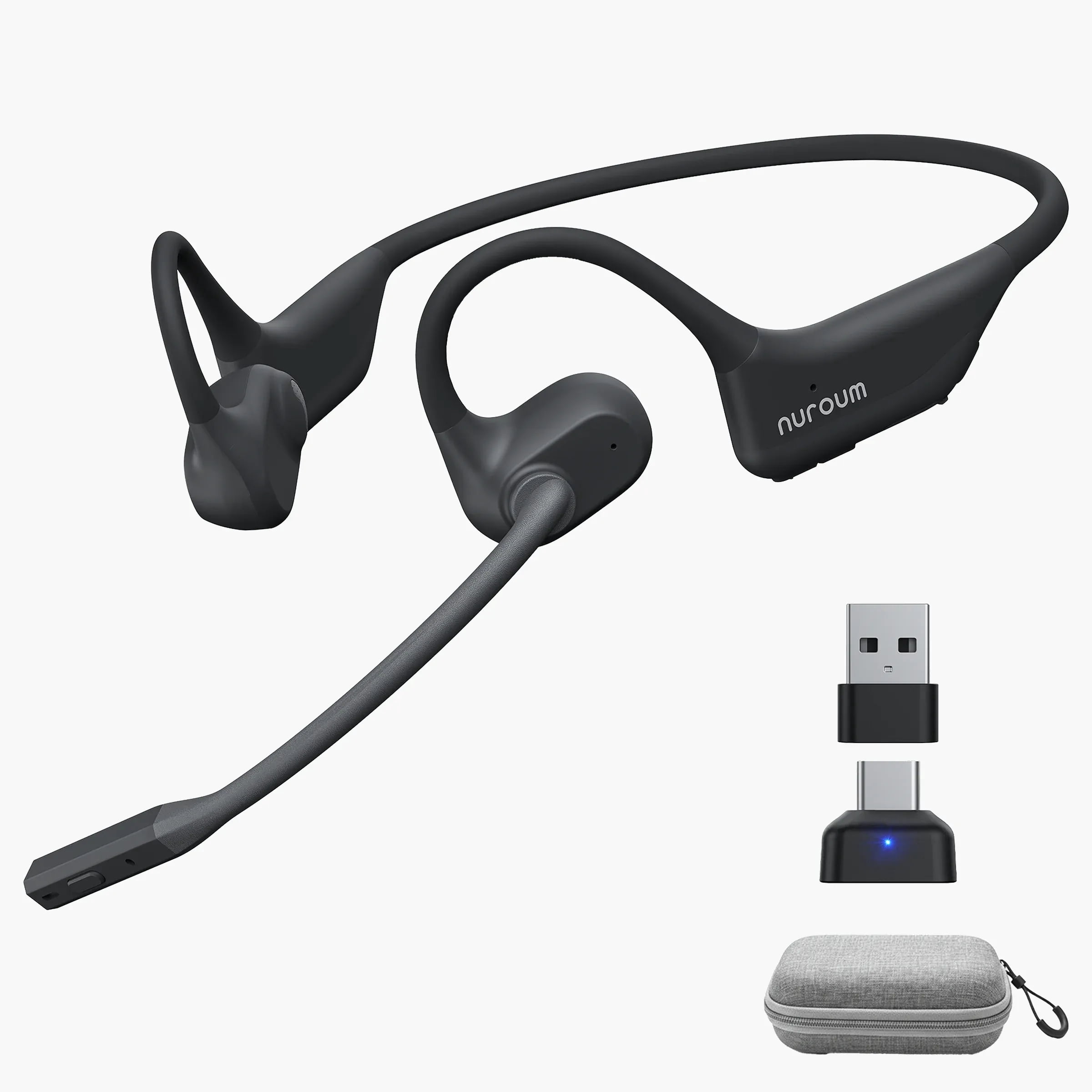 ヘッドホン nuroum Bluetooth OpenEar Pro2 AW-OW020 NUROUM OpenEar Pro 2 Bluetooth Noise Reduction Headphones with Mic