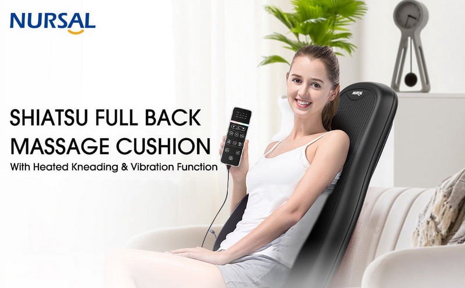  NURSAL Cordless Neck Massager Pillow Shiatsu Deep-Kneading  Massage for Shoulder, Waist and Back with Heat, Longer Straps and  Rechargeable Battery for Home Office Car Use : Health & Household