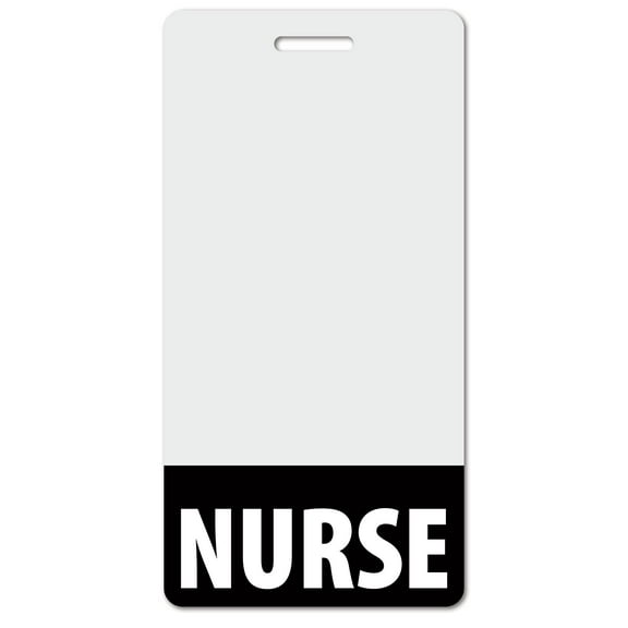 NURSE Heavy Duty Vertical Black (1 pack) - Spill & Tear Proof Cards - 2 Sided USA Printed Quick Role Identifier ID Tag Backer by BadgeZoo