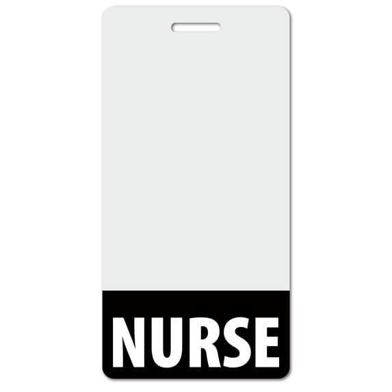 NURSE Heavy Duty Vertical Black (100 pack) - Spill & Tear Proof Cards - 2 Sided USA Printed Quick Role Identifier ID Tag Backer by BadgeZoo