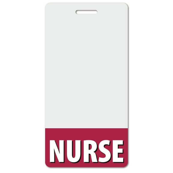 NURSE Heavy Duty Vertical Burgundy (1 pack) - Spill & Tear Proof Cards - 2 Sided USA Printed Quick Role Identifier ID Tag Backer by BadgeZoo