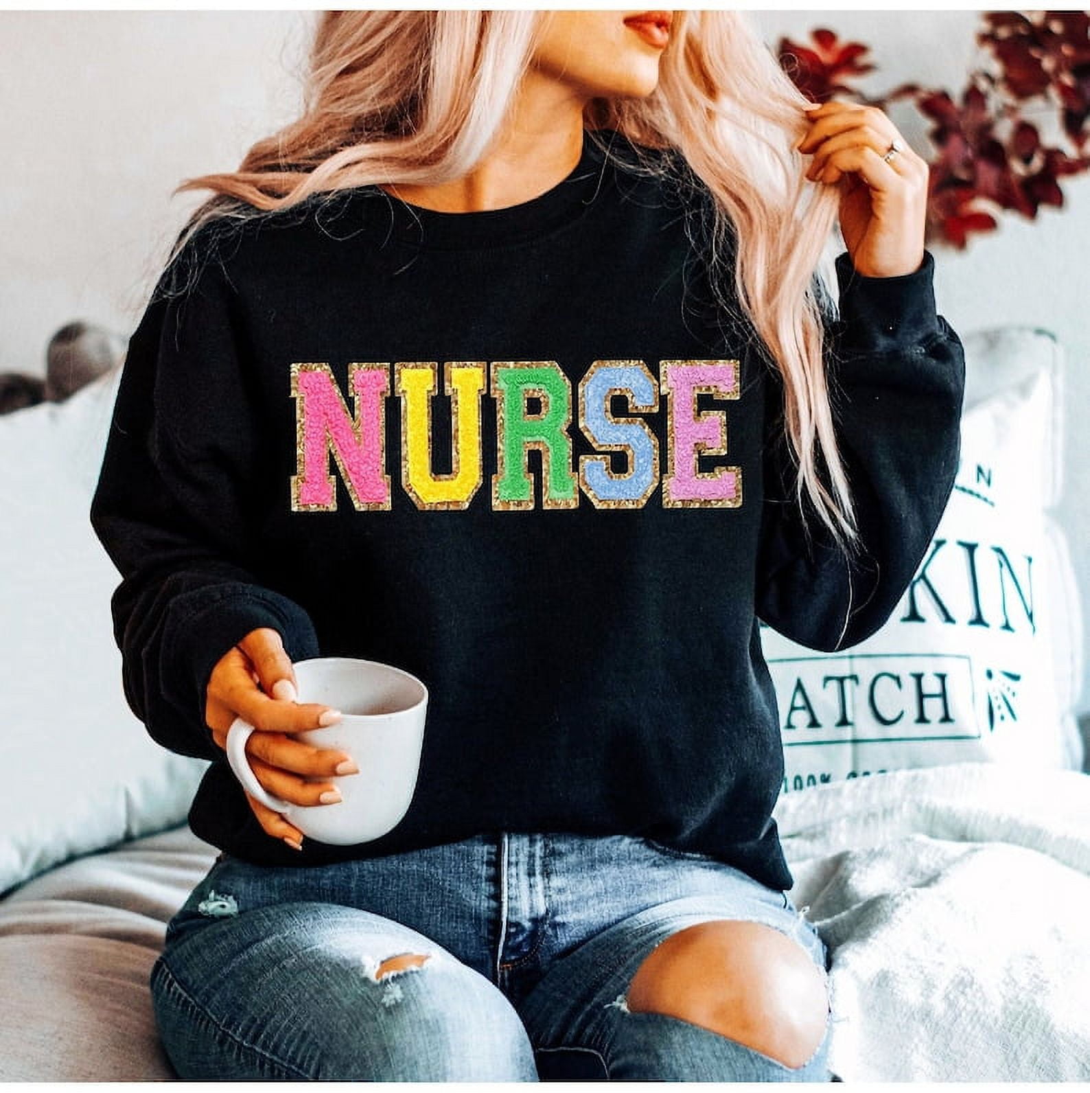 NURSE Sweatshirt Embroidered, Nurse Shirt Custom Nurse Gift