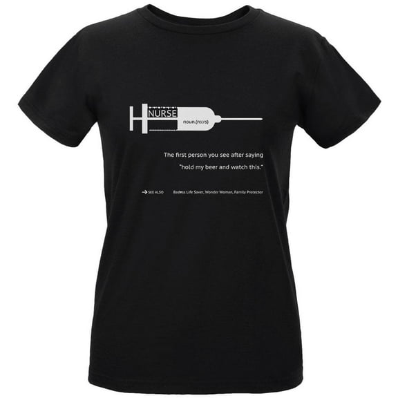 NURSE White Text Black Womens Organic T-Shirt - Medium