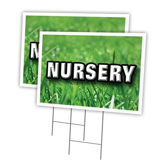 NURSERY 2 Pack Of 18" x 24" Yard Sign & Stake | Advertise Your Business | Stake Included Image On Front Only | Made in The USA