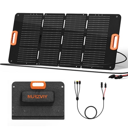 NURZVIY 100 Watt Foldable Portable Solar Panel 100W Solar Charger for Camping, Outdoor and RV, Compatible with BLUETTI, Anker, Goal Zero Portable Power Stations