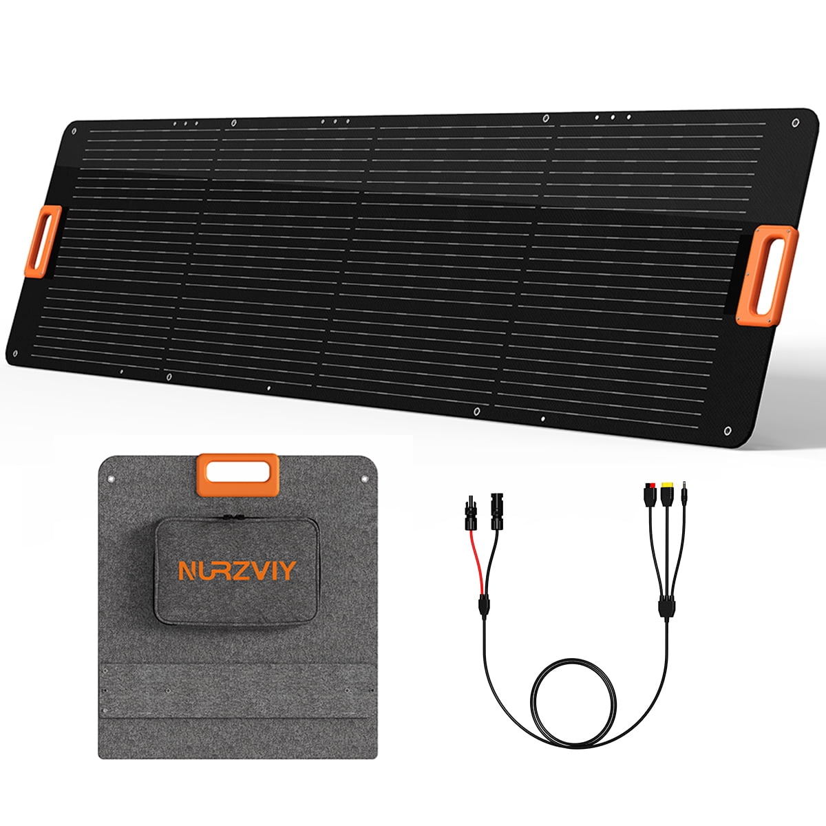 NURZVIY 200W Portable Foldable Outdoor Solar Panel Charger, Waterproof, Adjustable Kickstand, XT60 Anderson DC 8mm Connector, Camping \u0026 Off-Grid
