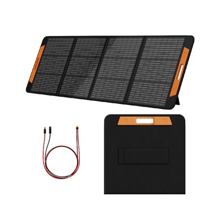 NURZVIY 200W Portable Solar Panel for Power Station Generator, Tempered Glass Foldable Solar Cell with USB Type-C Anderson DC XT60 Outputs for Phones Laptops for Outdoor Camping Van RV Trip