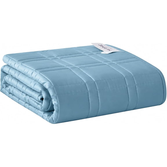 NUSHE Cooling Weighted Blanket for Adults, Bamboo Viscose for Hot Sleepers, 15 lb Twin, Blue