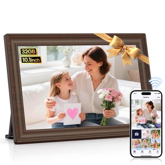 NUSICAN Digital Picture Frame 10.1 Inch Electric WiFi Touch Screen IPS Display digital Photo Video frames with 32GB Memory, Share Instantly via Uhale App, Best Gift for Mother's Day