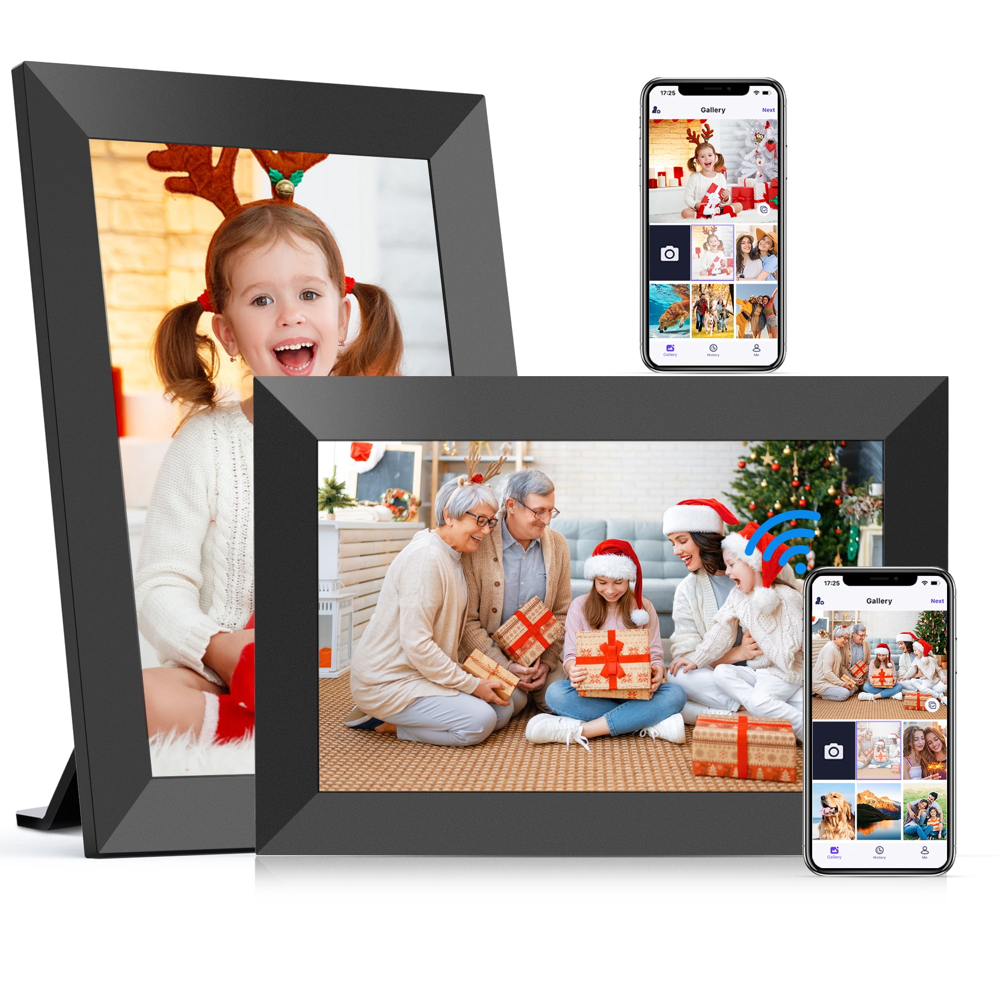 NUSICAN WiFi Digital Picture Frame, 10.1 Smart Photo Frames Touch Screen  with 32G Memory, HD Electric Picture Frame support Wall Mount, Auto-Rotate,  Share Instant Photos from Anywhere, Best Gifts！ 