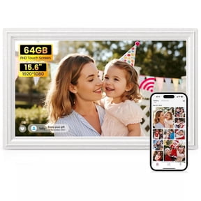 64GB 15.6 inch Large WiFi Digital Picture Frame, Nusican Electronic Photo Video Frames with 1920X1080P FHD Touch Screen, Auto Rotate, Wall Mounted, Share instantly via Phone App, Idea Chris Gift