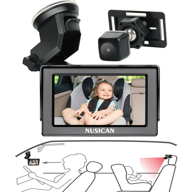NUSICAN Baby Car Mirror, Car Back Seat Baby Camera Monitor with Super