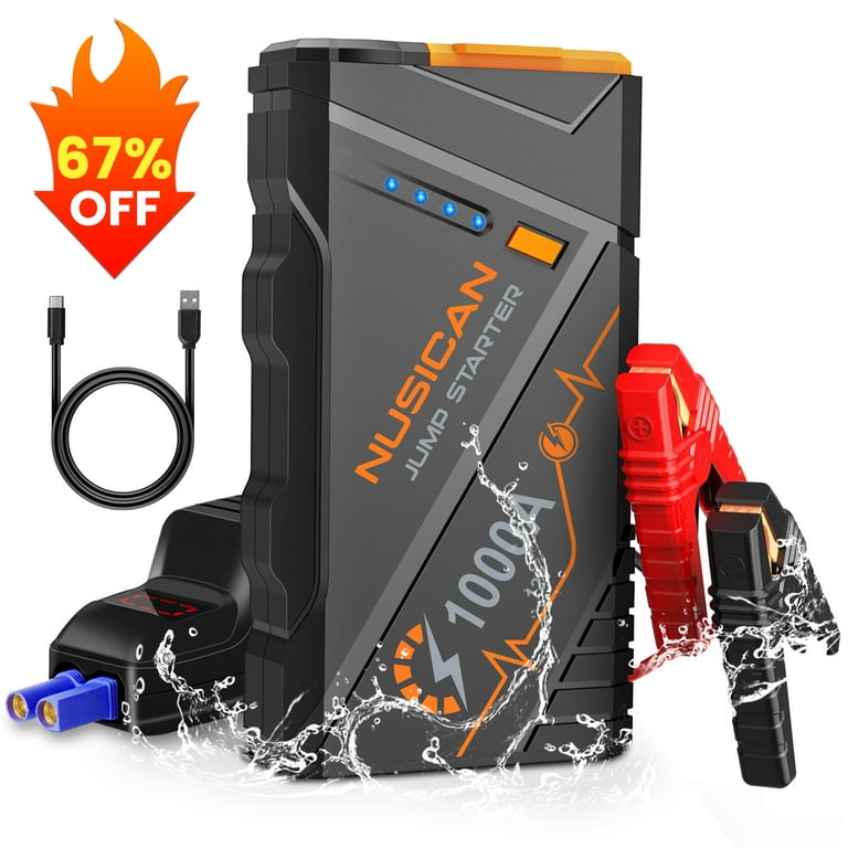 NUSICAN Car Battery Jump Starter, 1000A Peak 12V Auto Lithium Jump Starter,  Portable Car Battery Booster Power Pack for up 7L Gas or 5.5L Diesel