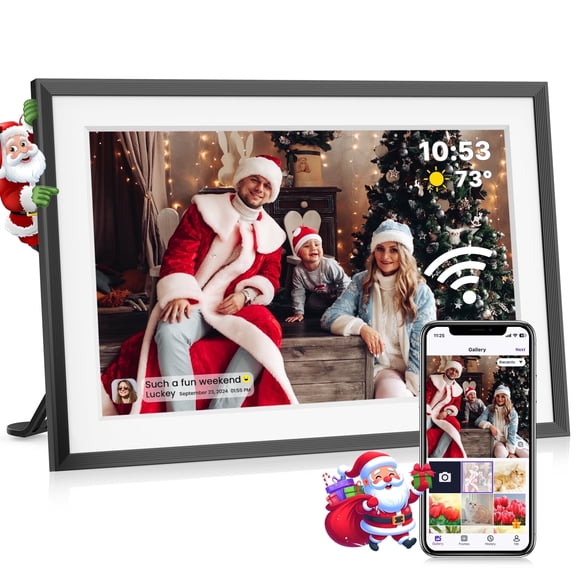 NUSICAN Digital Photo Frames, 10.1 inch Electric WiFi Digital Picture Frame with 32GB Memory, HD IPS Touch Screen, Auto Rotate, Wall Mountable, Easy Setup and Share Picture |Video via Free Uhale App