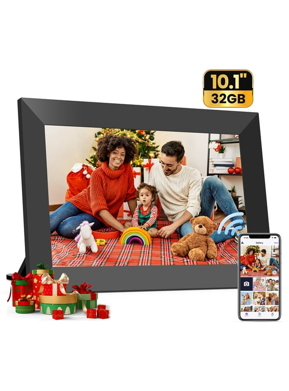 NUSICAN WiFi Digital Picture Frame, 10.1" Smart Photo Frames Touch Screen with 32G Memory, HD Electric Picture Frame support Wall Mount, Auto-Rotate, Share Instant Photos from Anywhere, Best Gifts！