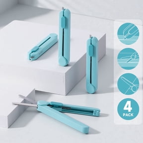 NUSIGN 2-in-1 Scissors and Retractable Box Cutter, Multipurpose Cutting Tool for Carton, Plastic, Fabric and Paper, Portable Utility Scissors, 4 Pack