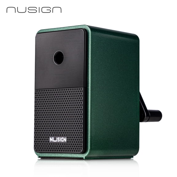 NUSIGN Manual Pencil Sharpener - Auto-in Hand Crank with Adjustable Point, Stronger Helical Blade to Fast Sharpen, Home and Office, Green