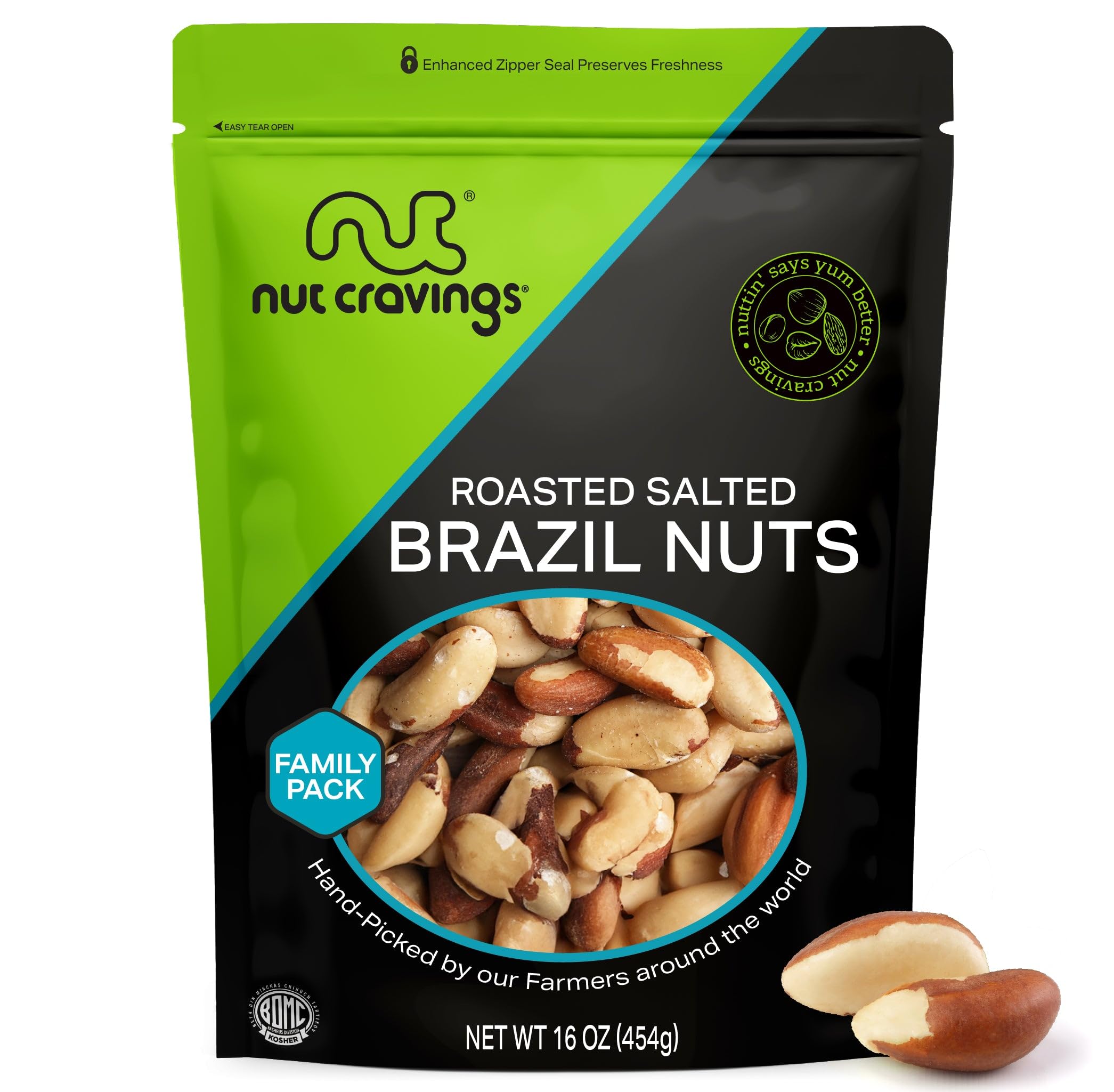 NUT CRAVINGS Brazil MMF7 Nuts Roasted & Salted No Shell, Whole