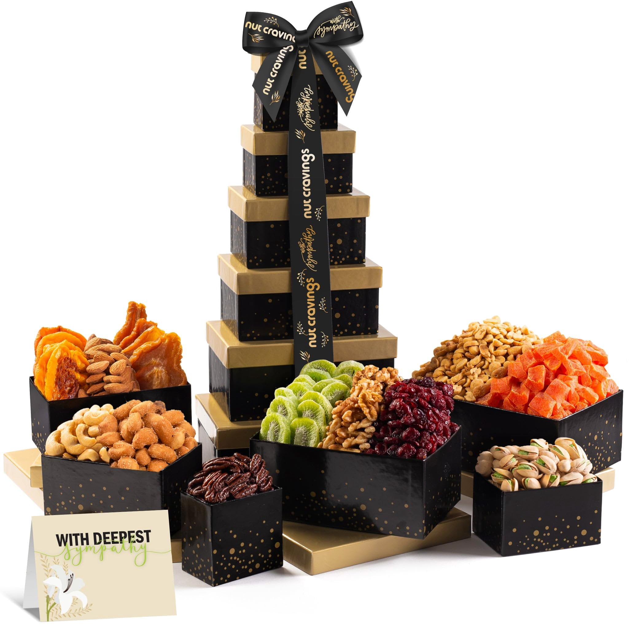 NUT CRAVINGS Gourmet Collection - Sympathy Tower Gift Basket Nuts ...