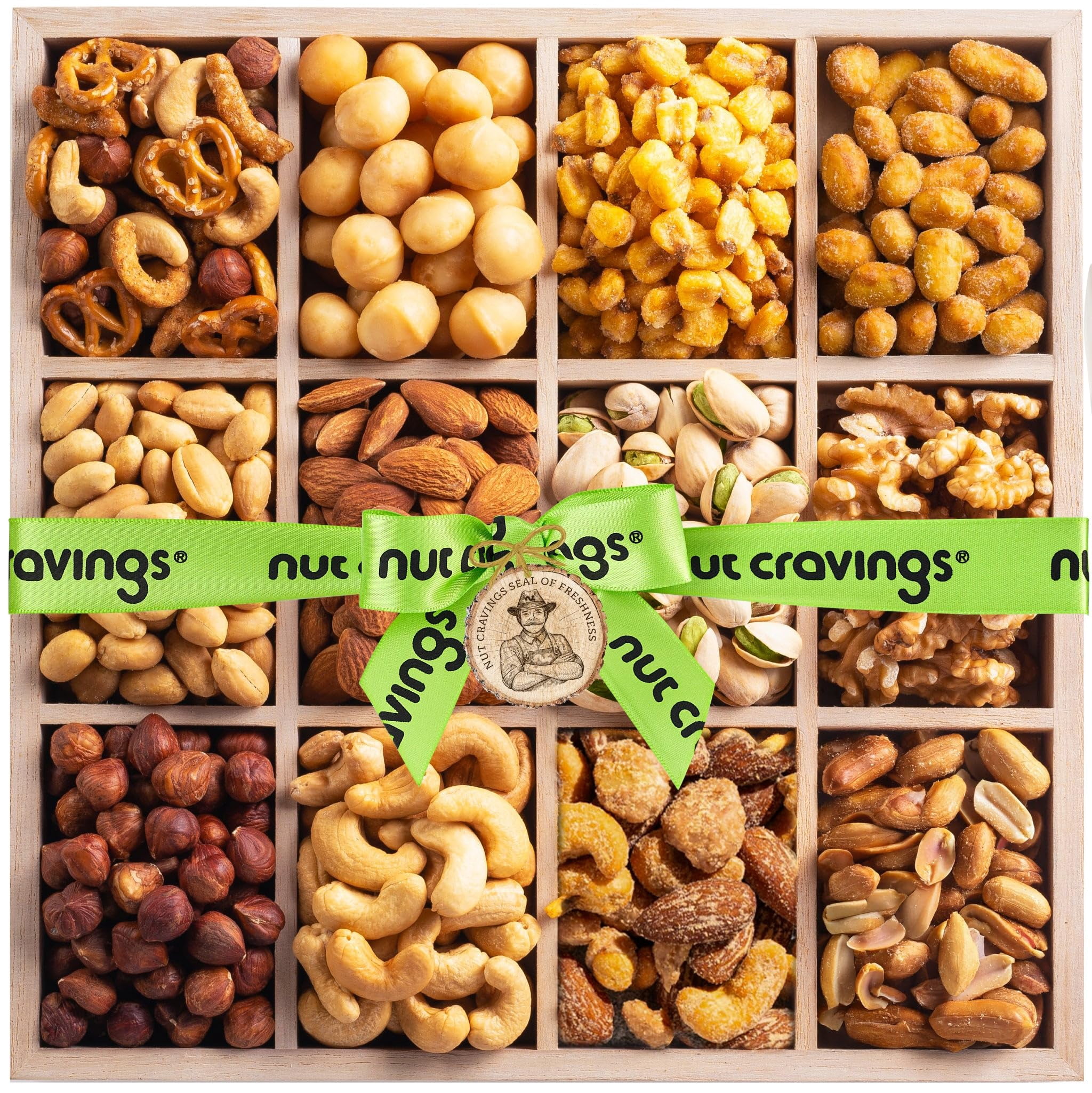 NUT CRAVINGS - Thanksgiving Mixed Nuts Gift Basket in Reusable Wooden ...