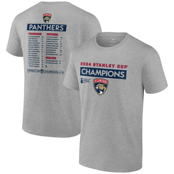 Men's Fanatics Steel Florida Panthers 2024 Stanley Cup Champions Roster T-Shirt