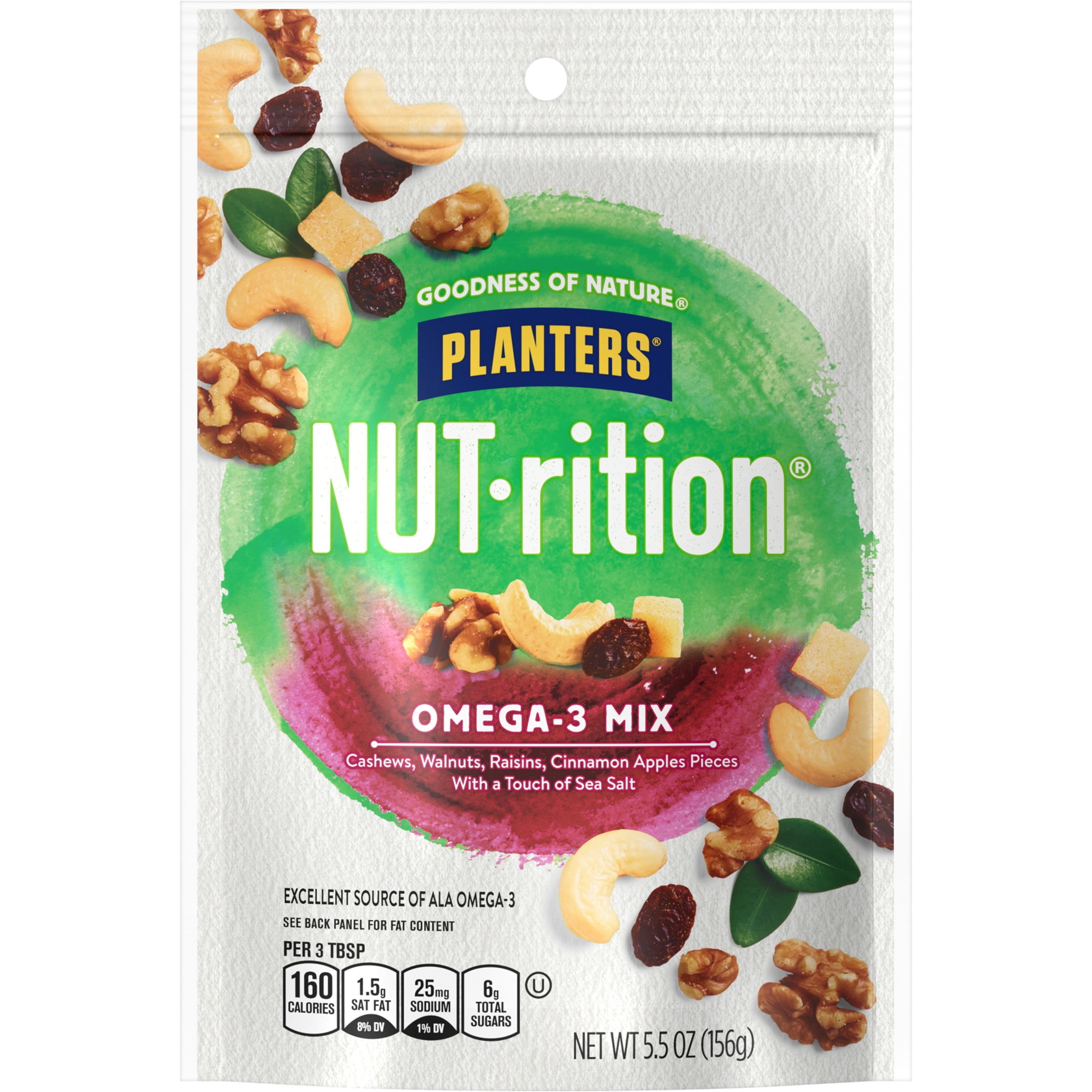 NUTRITION Omega3 Mix with Cashews, Walnuts, Raisins, Cinnamon Apple