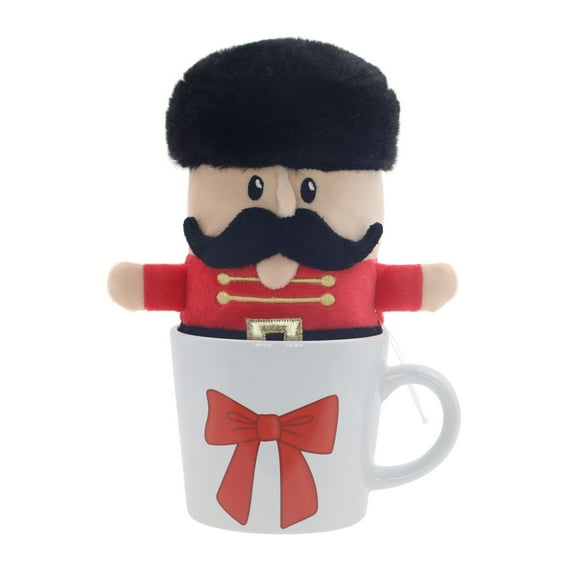 Nutcracker Christmas Plush in Ceramic Mug, Red and White, 7.5", by Holiday Time