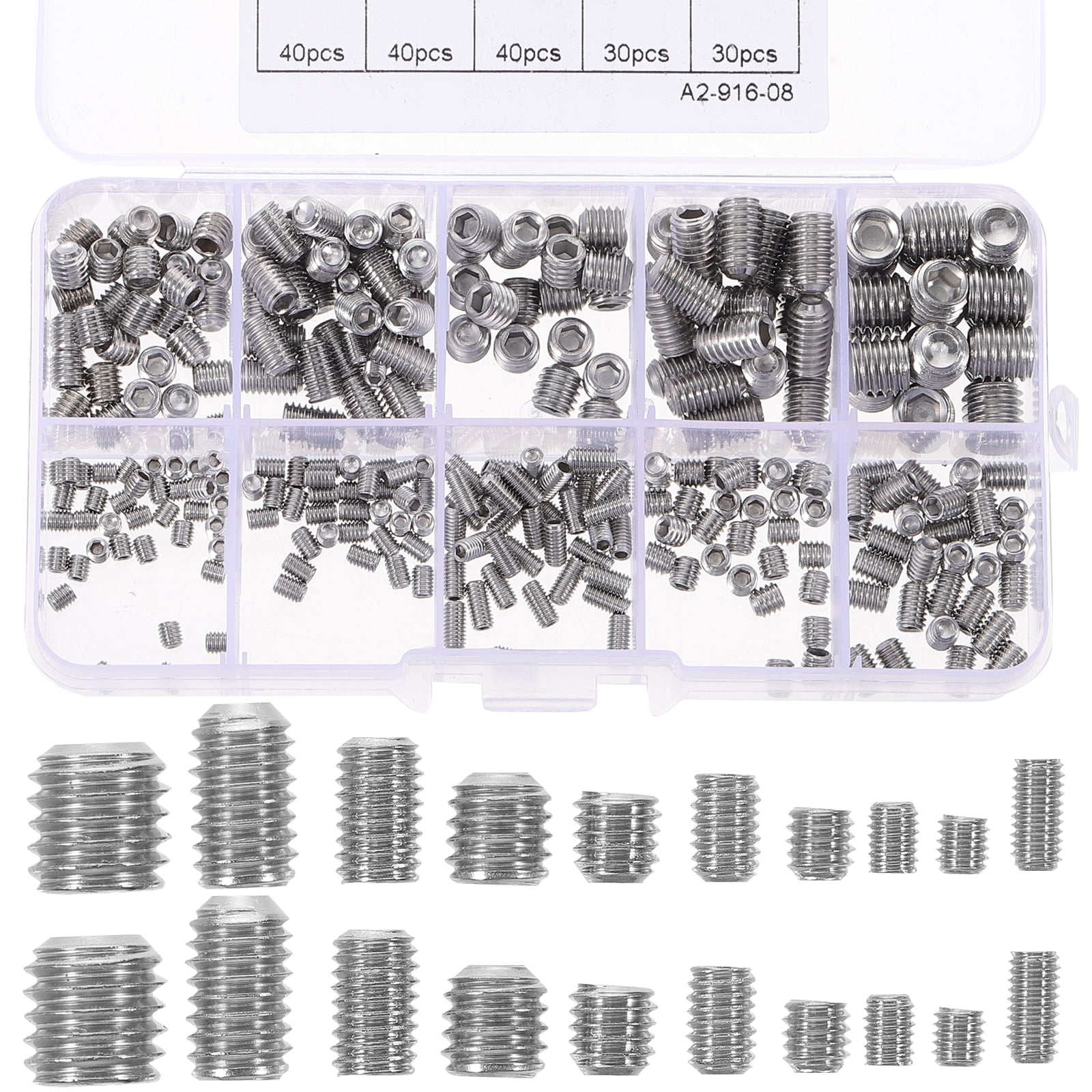 NUTEDOM 300pc Stainless Steel Hex Socket Grub Screw Set for Door Handle ...