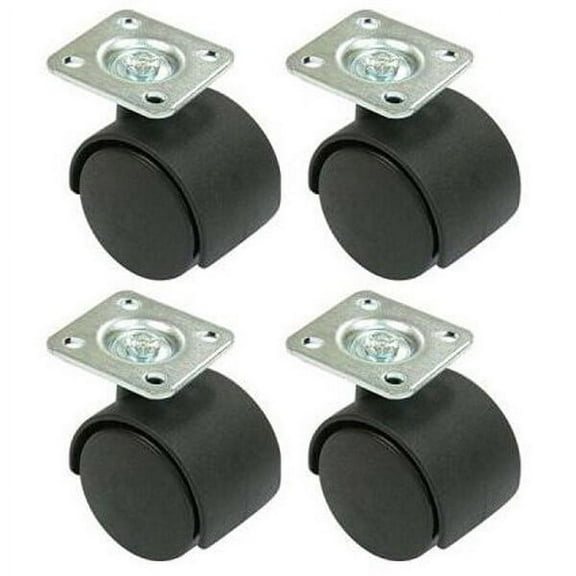 NUTEDOM 4pcs Swivel Furniture Castors Casters with Fixing Plate (Black)