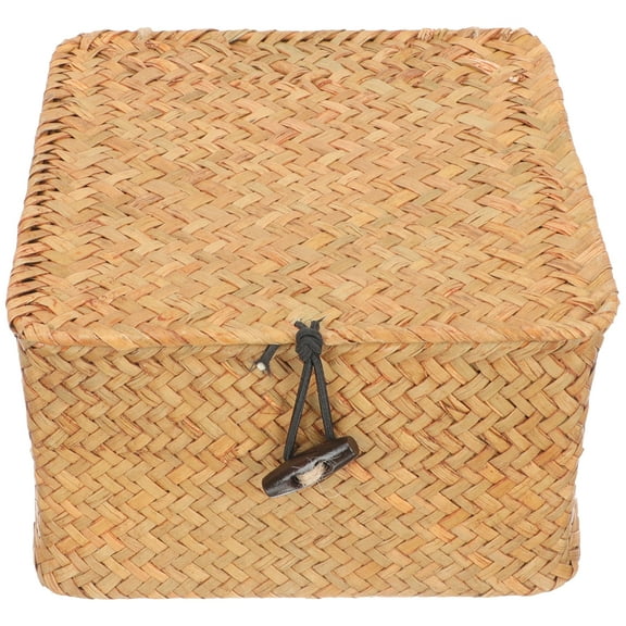 NUTEDOM Hand Woven Rattan Basket with Lid for Home Office Car