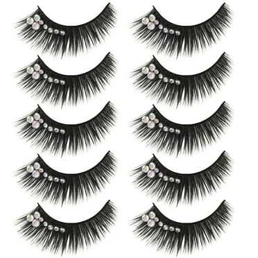 NUTEDOM Natural Silk False Lashes with Diamonds for Latin Dance (70 characters)