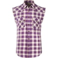 thumbnail image 1 of NUTEXROL Men's Casual Flannel Plaid Shirt Sleeveless Cotton Plus Size Vest Purple and White XL, 1 of 4