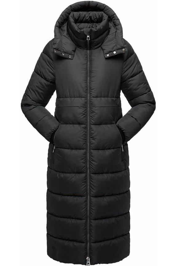 Womens Winter Maxi Long Parka Coats Puffer Down Quilted Jacket with Hood