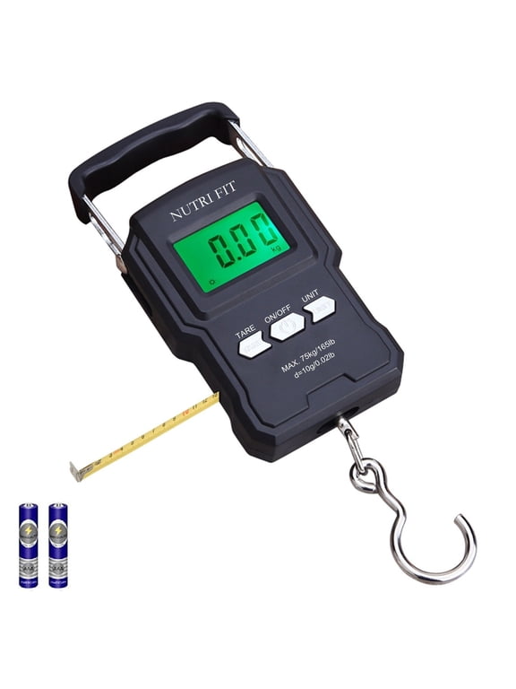 Digital Luggage Scale Portable Hanging Scale 165lb/75kg with Backlit LCD