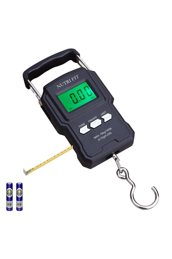 Digital Luggage Scale Portable Hanging Scale 165lb/75kg with Backlit LCD