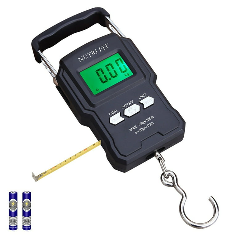 NUTRI FIT Digital Luggage Scale Portable Hanging Scale 165lb/75kg with  Backlit LCD