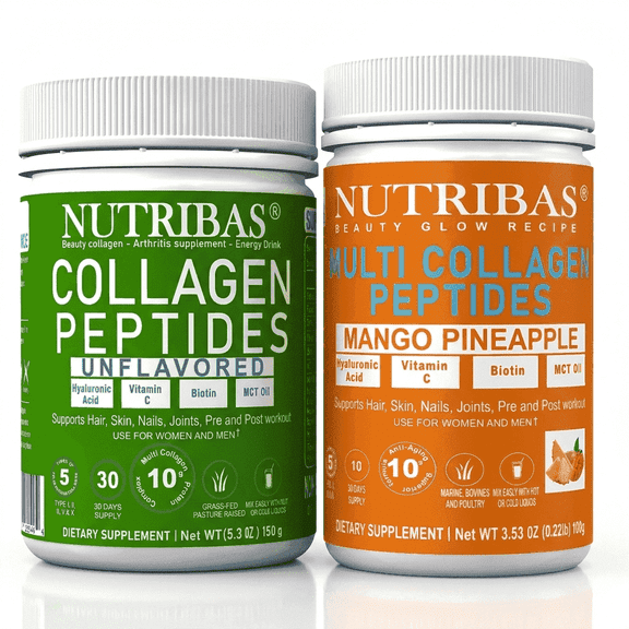 VITALITY FIT Collagen Powder, Protein Coffee Creamer, with MCT Oil, Hair Skin Nails Supplement, Mango + Unflavored Variety Pack