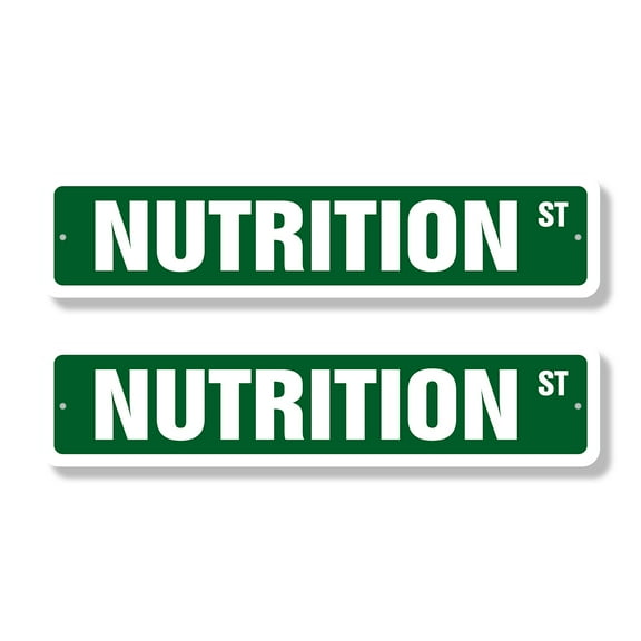 NUTRITION Classic Street Sign (2 Pack) healthy eating dietary dietitian good Road Sign | 4" X 18" Plastic Address Sign