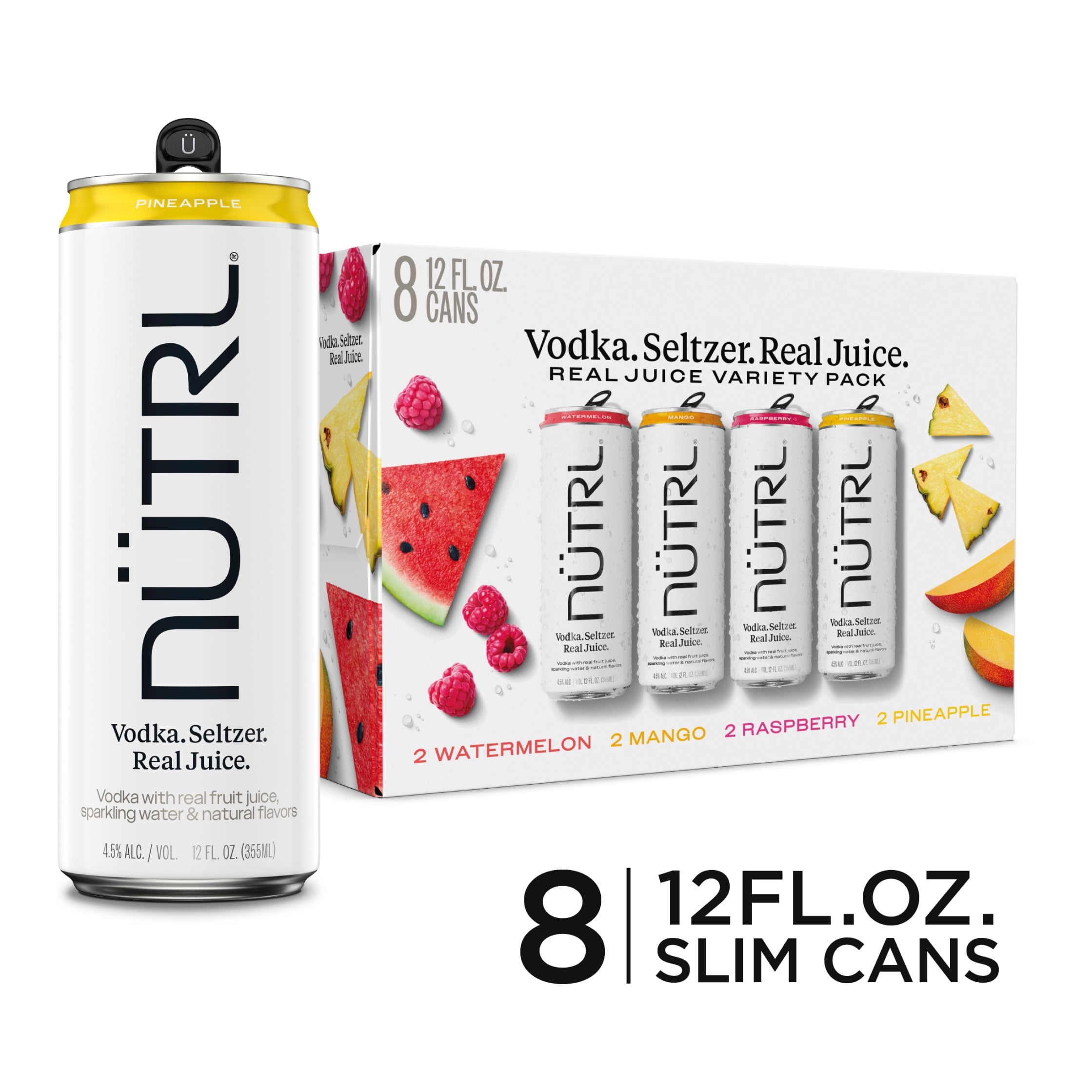 NUTRL Vodka Hard Seltzer Variety Pack, Gluten Free, 8 Pack, 12 fl oz