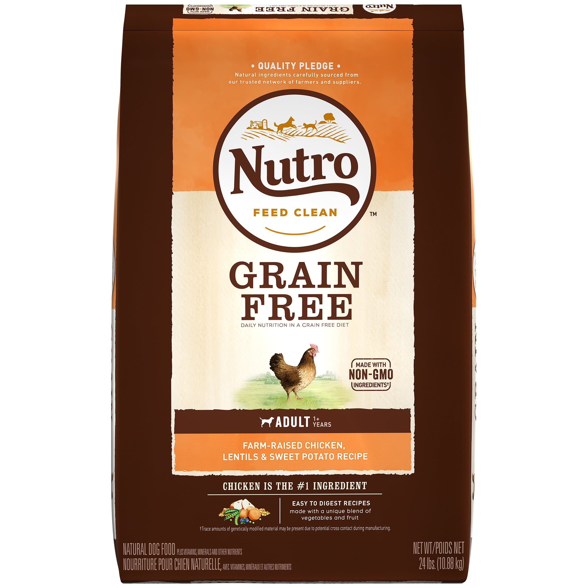 NUTRO GRAIN FREE Adult Dry Dog Food Farm-Raised Chicken, Lentils and ...