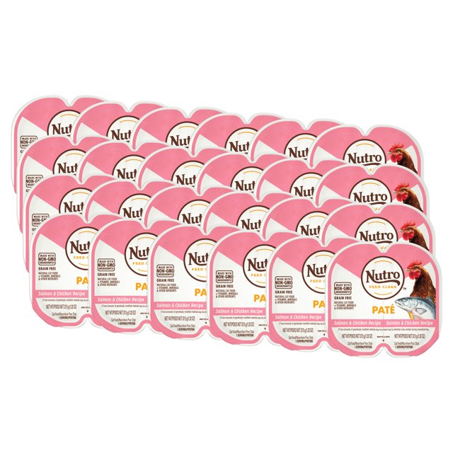 (24 pack) Nutro Grain Free Natural Wet Cat Food Paté Salmon & Chicken Recipe, (1) 2.64 Oz