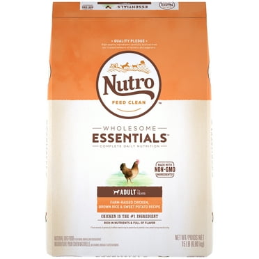 NUTRO WHOLESOME ESSENTIALS Adult Natural Dry Dog Food, Farm-Raised Chicken, Brown Rice & Sweet Potato Recipe, 15 lb. Bag