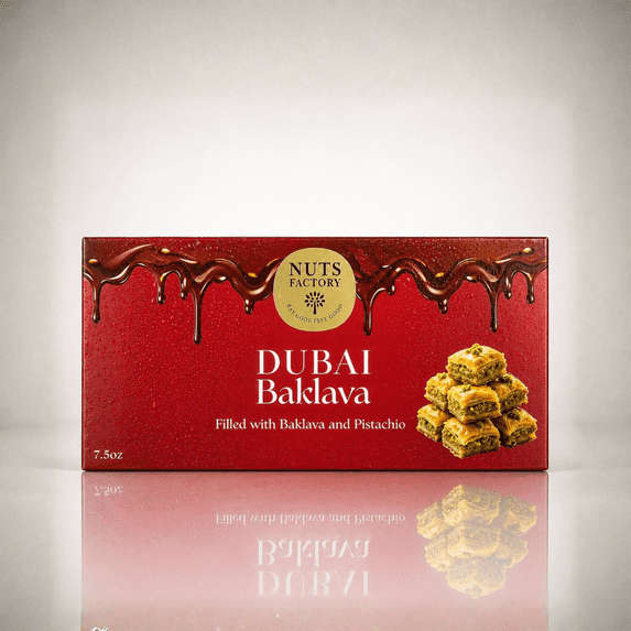 Nuts Factory Baklava-Inspired Dubai Style Chocolate Bars with Pistachio Cream & Crispy Kataifi, Pack of 2 Large Bars – #1 Ranked Dubai Chocolate Bars in the World by CNBC