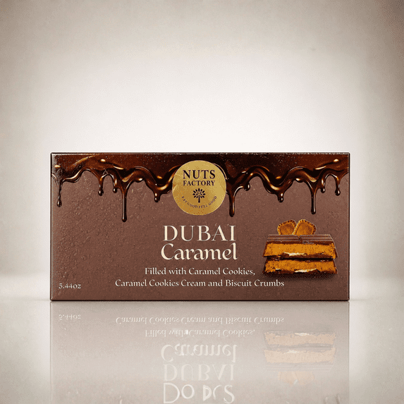 Nuts Factory Dubai Style Caramel Cookie Chocolate Bars with Buttery Cookie Layers & Crispy Kataifi Crunch, Pack of 2 Large Bars – #1 Ranked Dubai Chocolate Bars in the World by CNBC