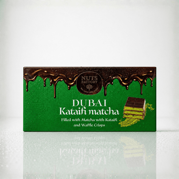 Nuts Factory Matcha Dubai Style White Chocolate Bars with Matcha Filling, Crispy Kataifi & Waffle Crunch, Pack of 2 Large Bars – #1 Ranked Dubai Chocolate Bars in the World by CNBC