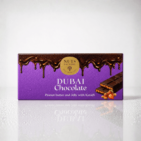Nuts Factory PB&J Dubai Style Dark Chocolate Bars with Peanut Butter, Strawberry Jelly & Crispy Kataifi, Pack of 2 Large Bars – #1 Ranked Dubai Chocolate Bars in the World by CNBC
